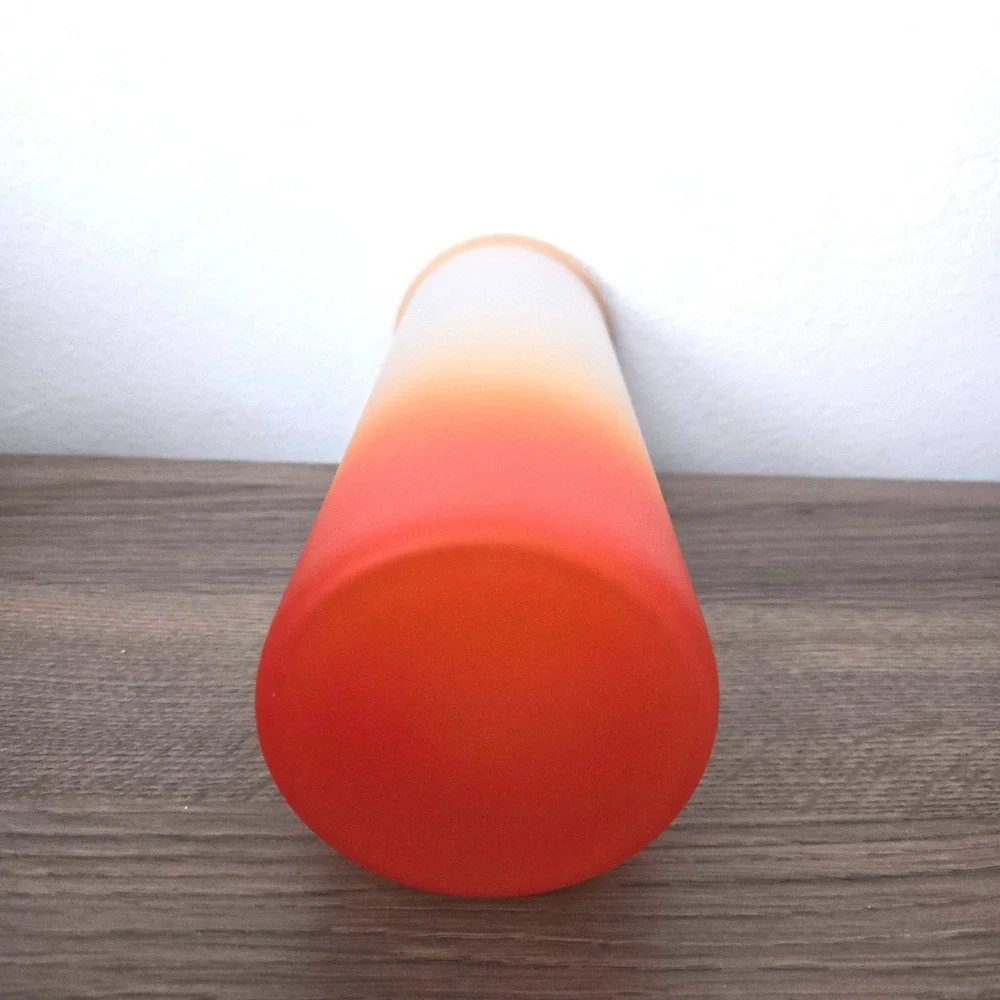 Orange Ombre‎ Frosted Glass Sublimation Tumbler with Bamboo Lid 25oz Skinny DIY